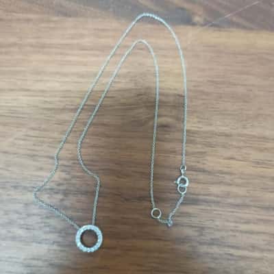 Necklace & Sparkly Round Perndant Stamped '925'
