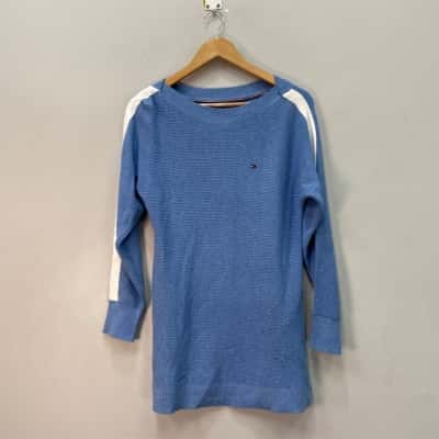 Tommy Hilfiger Womens  Size S Light Knit Longline Jumper Blue / White 