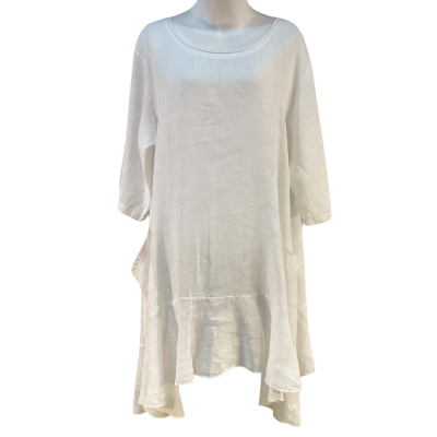 Pure Linen Womens Size M/ L Linen Mini Dress White 