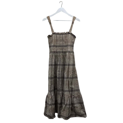Seed Heritage Size 12 Smocked Check Midi Sundress Tiered Cotton