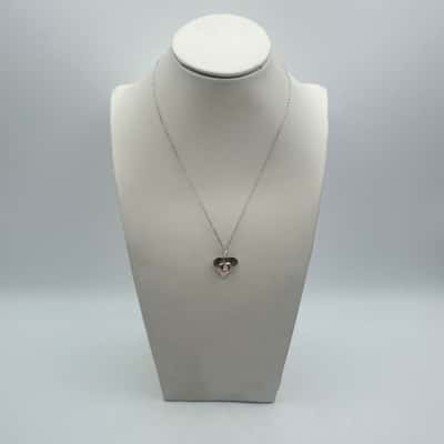 925 Silver Heart & Clear Stone Pendant Necklace