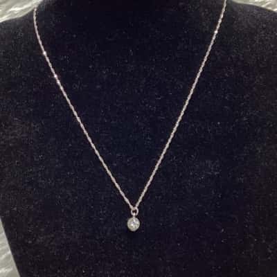  Women's Sterling Silver Necklace & Solitaire Cubic Zirconia Pendant 