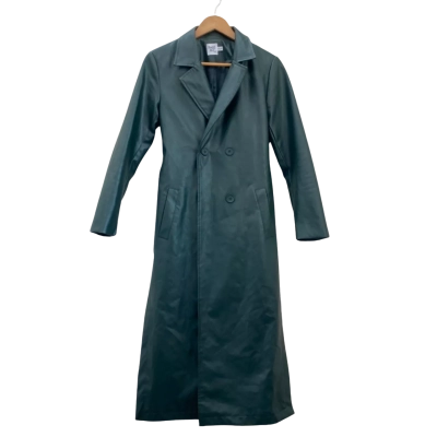 Princess Polly Womens  Size S / XS Trench Coat Green Faux Leather