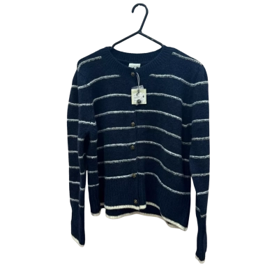 365 Days Womens  Size L Blue Striped Buttoned Up Cardigan 