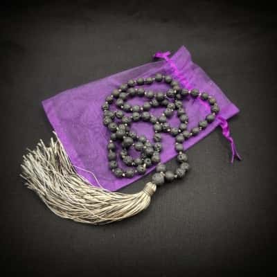 Stunning Statement Piece 90 Lava Bead Necklace (88cm) With 12cm Back & Cream Tassel In Gift Pouch