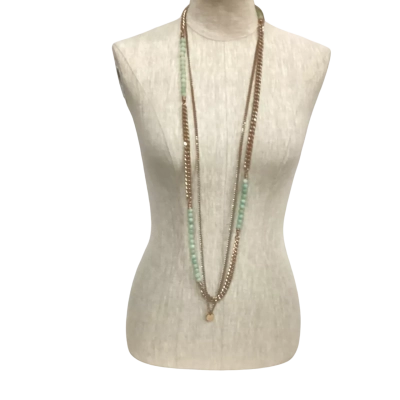 Mimco Womens Long Necklace Gold / Green 