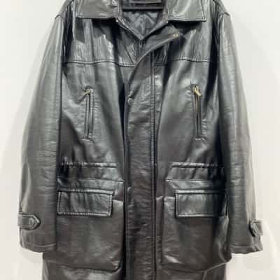  Mens Black - leather jacket made in ITALY GB EMPORIO Size L