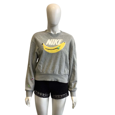 Nike Women's Size M Cropped Crew Neck Jumper Grey 