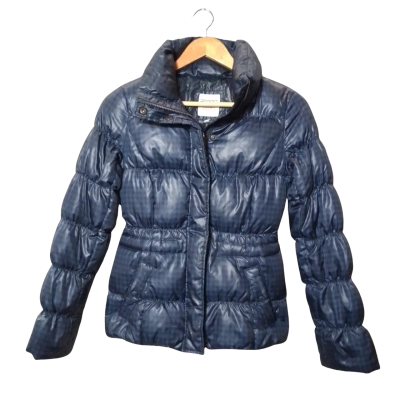 Esprit Women's Size 4 Black and Blue Gingham Puffer Jacket 