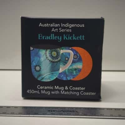 Bradley Kickett Indigenous Art Series Ceramic Mug Coaster Set Boxed