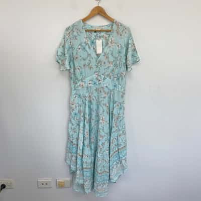 Starling Reine Exclusive To City Chic Seafoam Spirited Floral Short SLeeve Maxi Dress Size S 