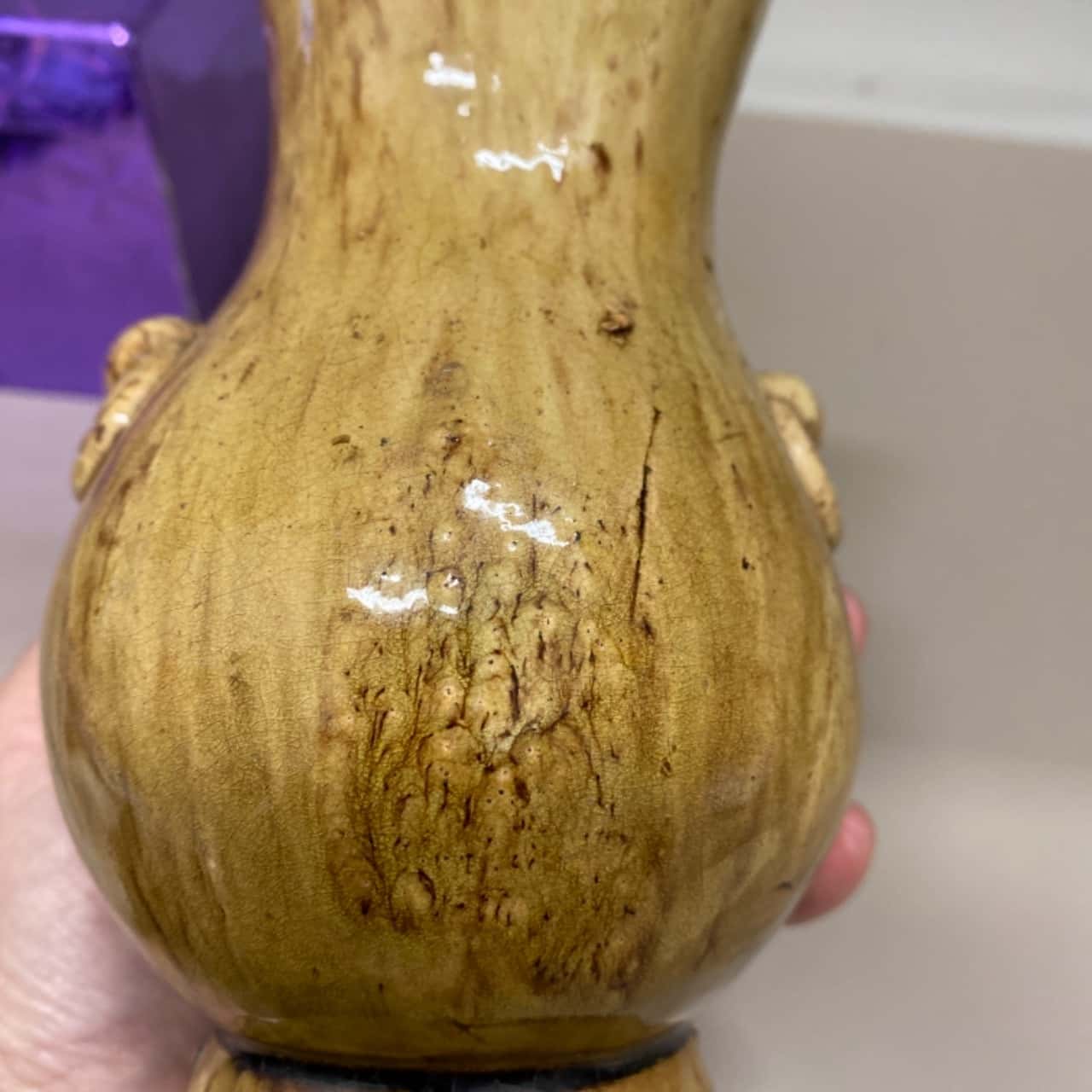Craved Ware pottery craved Relief Vase. (s)