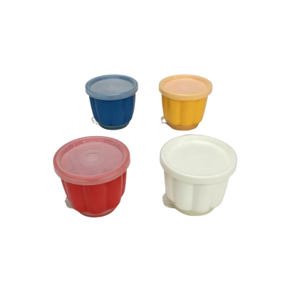 Four Vintage Tupperware Jel-Ette Individual Jello Molds With Top & Bottom Seals