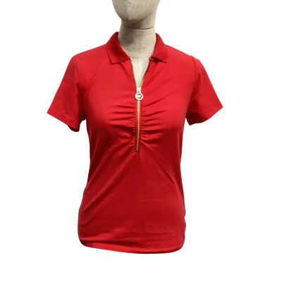 Michael Kors  Size XS Polo Shirt with Front Zipper Red 