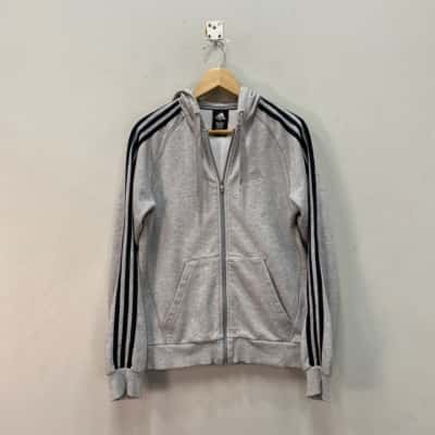 Adidas Mens  Size S Hood Zip-up Jacket Black  / Grey 