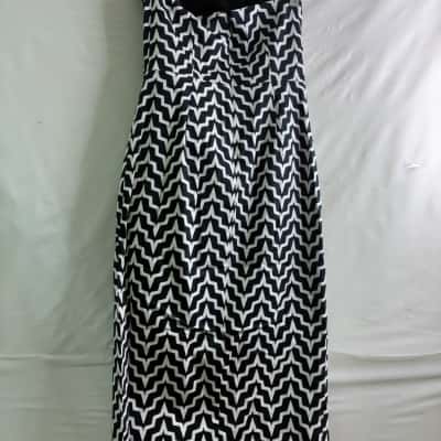 Talulah Womens Size S Strapless Dress Navy Blue  / Pattern / White BNWT