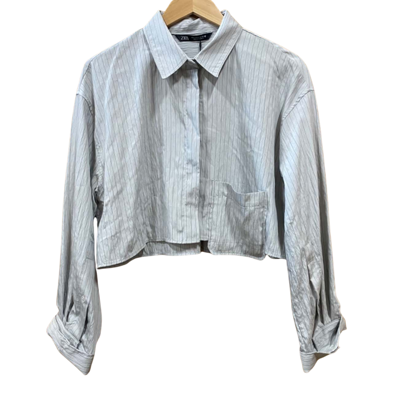【SATIIIZ】Rippin crop striped shirt Striped shirt