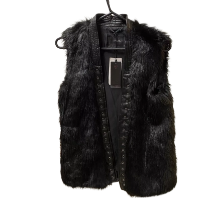 Black Guess Faux Fur Size S Vest 