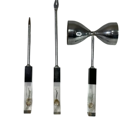 Mid Century 3 piece bar set with Pearl-look Encased handle