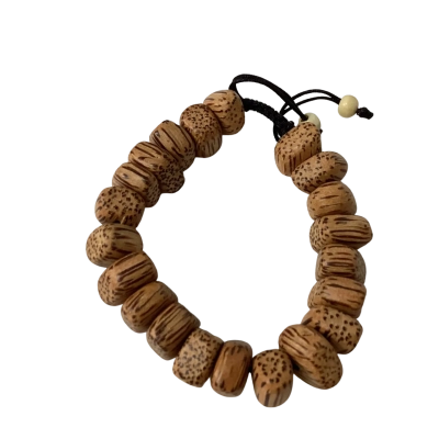  Natural Lotus Seed Beaded Adjustable Bracelet Brown 