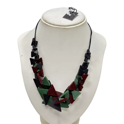 ELK Womens Beaded Necklace Black  / Brown / Green 