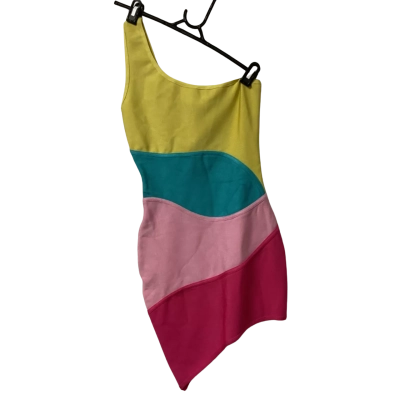 Womens Amyic Size 8 Bodycon Dress Blue / Pink  / Yellow 