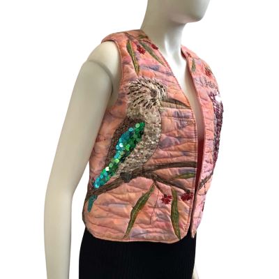 No Brand Girls To Fit Size 12-14 Custom Made Sequinned Vest Jacket Pink Mix