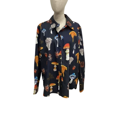 ELK Many Mushrooms  Size 14 Long Sleeve Shirt Multicoloured / Navy Blue 