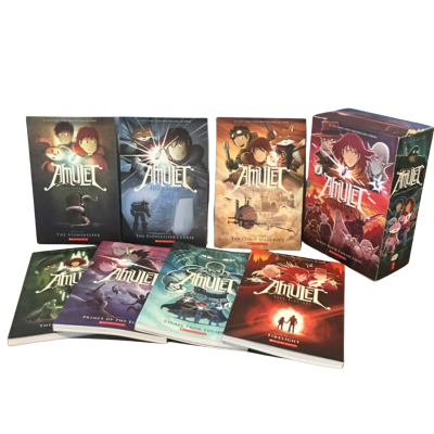 Box Set Amulet 7 Books in DAMAGED display sleeve (All 7 books in perfect condition)