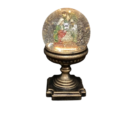 Christmas Nativity Scene Light Up Swirling Snow Globe 