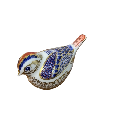 signed Hugh Gibson royal crown derby goldcrest paperweight