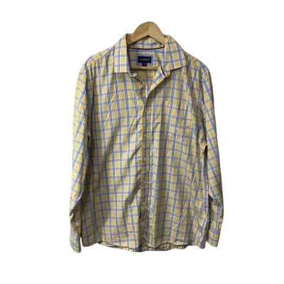 Gazman Mens Size XL White / Blue / Yellow Checked Long Sleeve Shirt