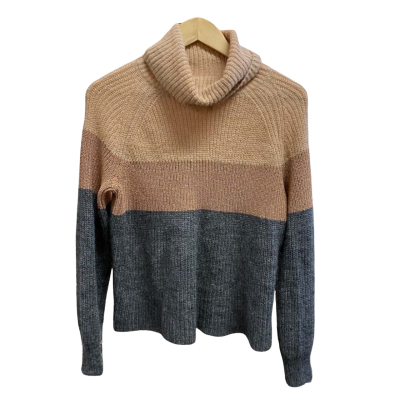 Country Road Womens  Size S Roll Neck Jumper Champagne / Grey / Rose Gold / Striped 