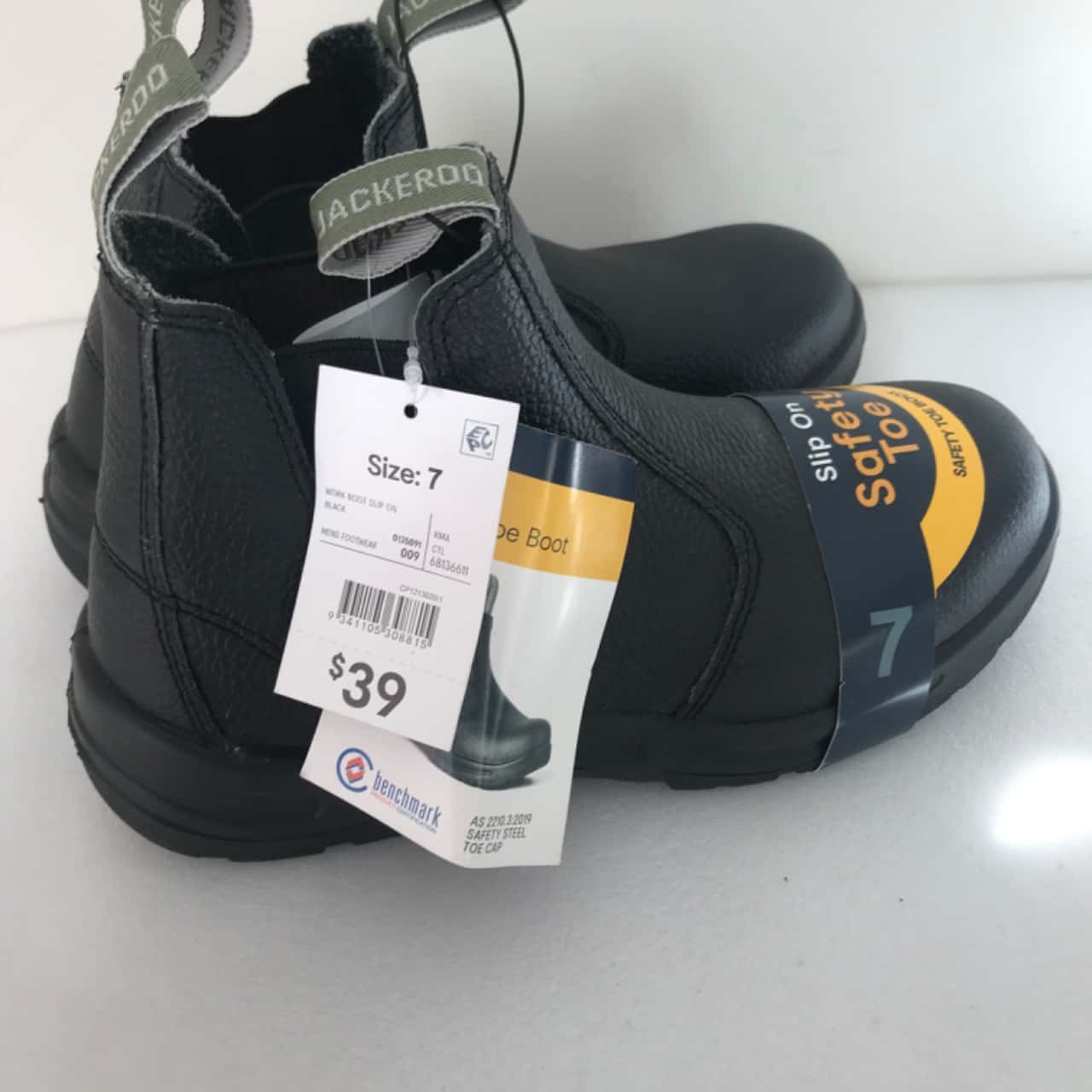 BNWT Jackeroo ,Mens Size 7 Black Safety Toe Boots RRP 39