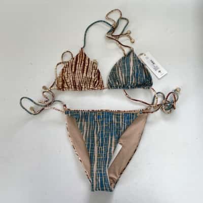 Tigerlily Rimini Patchwork Tara Tri And Miranda Bottom Bikini Set Size XS 