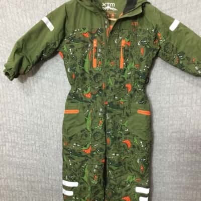  Kids  XTM SNOW SUIT Size 4 Green Dinosaur 