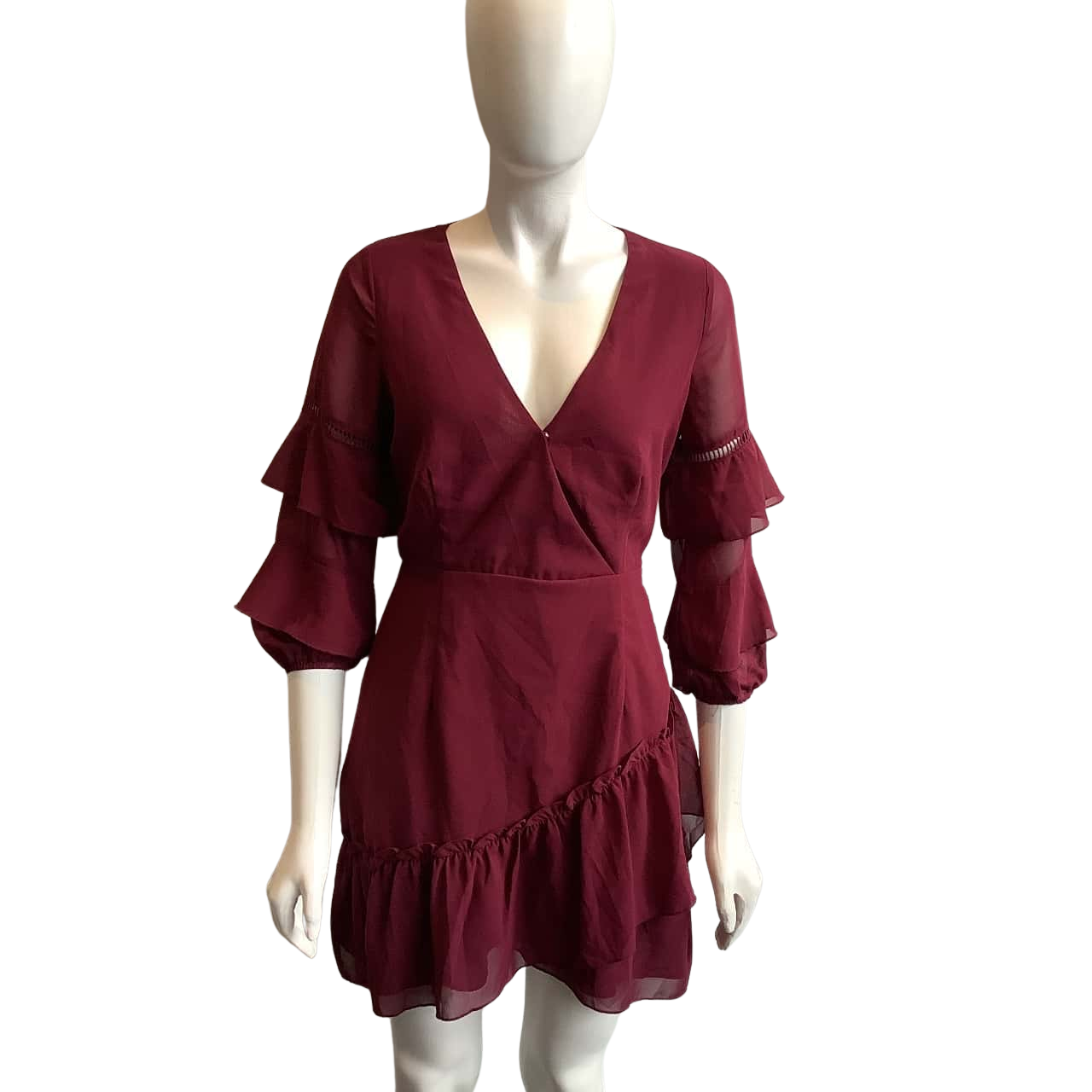 Atmos&Here Women's Size 12 Short Sleeve Mini Dress Maroon (s)