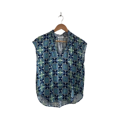 Trenery Womens  Size S Short Sleeve Top / V-Neck Top Blue / Green / Navy Blue / White 