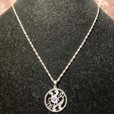 Women's 925 Silver chain with 925 Love Pendant Heart in Cubic Zirconia 