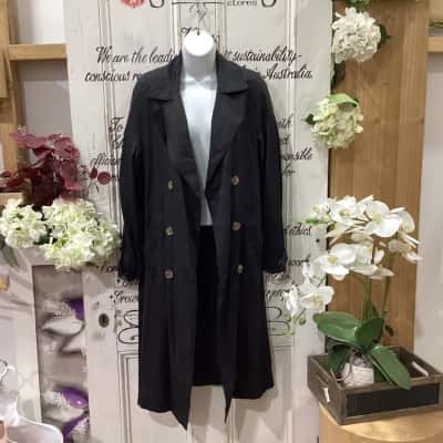 Decjuba Brand! BNWT RRP $139.95!! THE VICKI SOFT TRENCH COAT! Womens  Size S Track Jacket / Trench Coat Black  