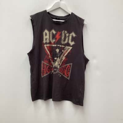  AC/DC Mens  Size M Black  / Multicoloured muscle top 