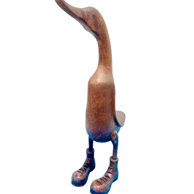 Handcrafted Wooden Duck in Boots Statue- just gorgeous