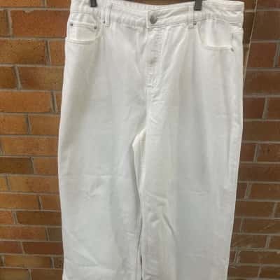 Decjuba Womens  Size 16 Wide Leg Pants White 