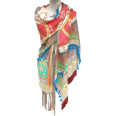  Unique Paisley meets Tribal Scarf  Multicoloured 