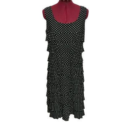 Liz Jordan Womens  Size M Sleeveless Dress  Black  / Polka Dot / White 