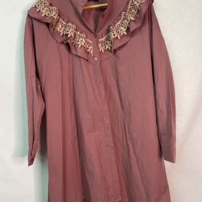 Fustok Womens Size M 3/4 Sleeve Shirt Maroon 