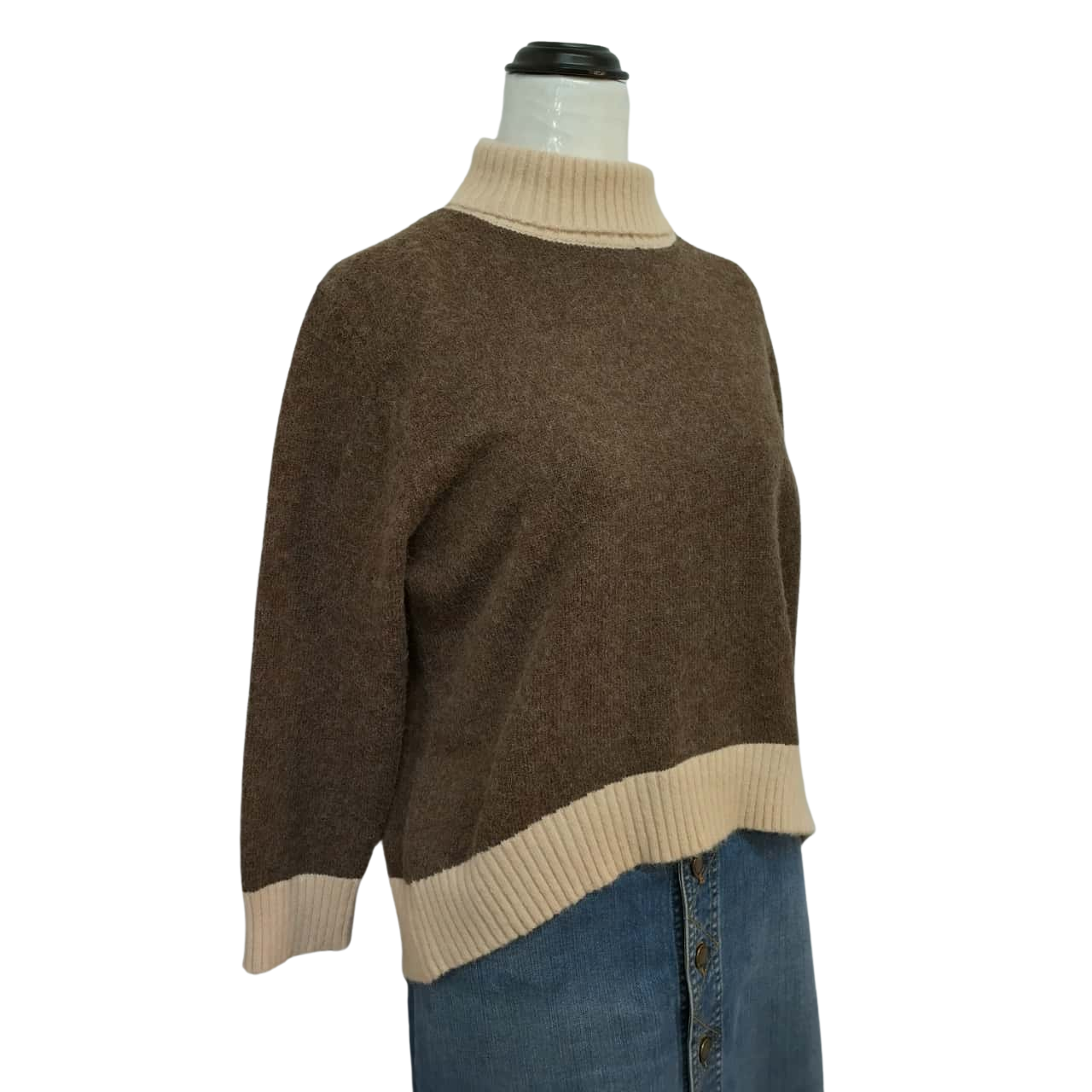 Brave + True Turtleneck Jumper/ Pullover, Womens Size S Brown / Cream