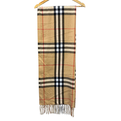  Womens One Size Cashmere Scarf Black  / Brown 