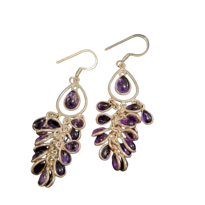   SALE Womens Earrings Purple / Silver tone 