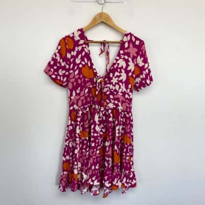 Mister Zimi Pink Pattern SHort SLeeve Mini Dress  Size 10 